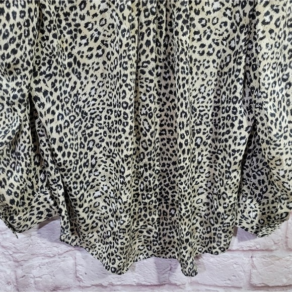 Zara Leopard Print Chiffon Puff Sleeve Button Up Blouse - Picture 11 of 14